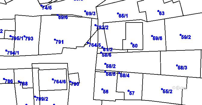 Parcela st. 58/6 v KÚ Šitbořice, Katastrální mapa