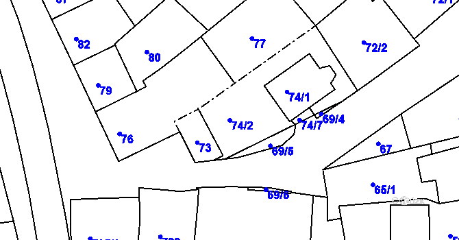 Parcela st. 74/2 v KÚ Šitbořice, Katastrální mapa