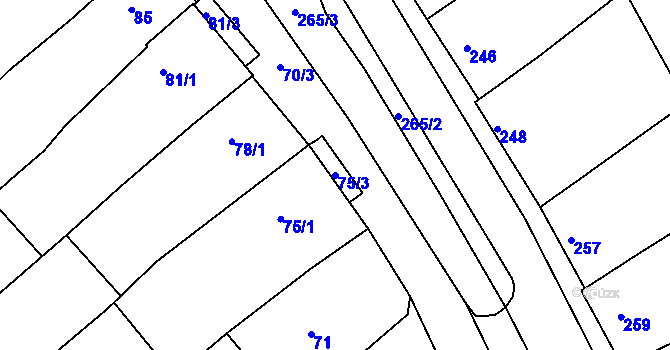 Parcela st. 75/3 v KÚ Šitbořice, Katastrální mapa