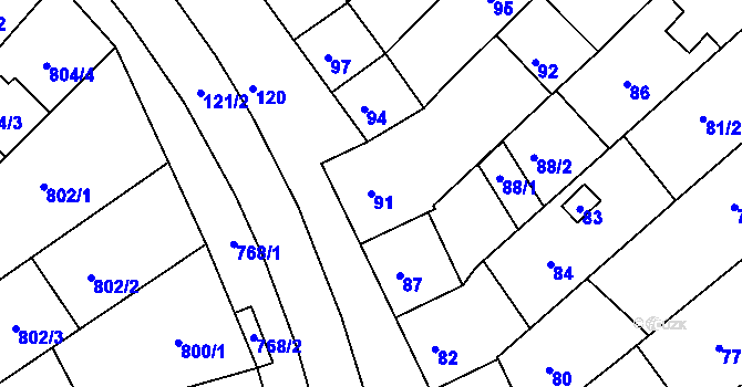 Parcela st. 91 v KÚ Šitbořice, Katastrální mapa