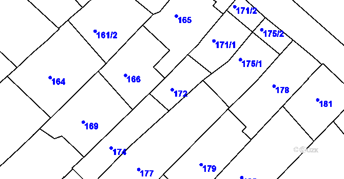 Parcela st. 172 v KÚ Šitbořice, Katastrální mapa