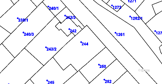 Parcela st. 244 v KÚ Šitbořice, Katastrální mapa