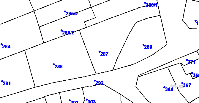 Parcela st. 287 v KÚ Šitbořice, Katastrální mapa