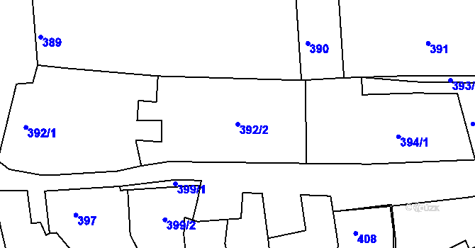 Parcela st. 392/2 v KÚ Šitbořice, Katastrální mapa