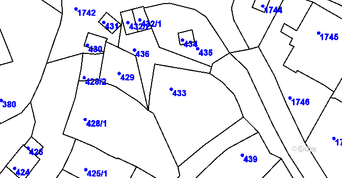 Parcela st. 433 v KÚ Šitbořice, Katastrální mapa