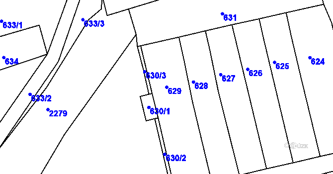 Parcela st. 629 v KÚ Šitbořice, Katastrální mapa