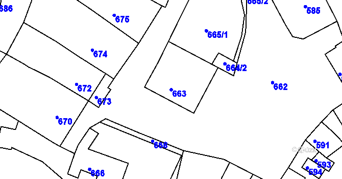Parcela st. 663 v KÚ Šitbořice, Katastrální mapa