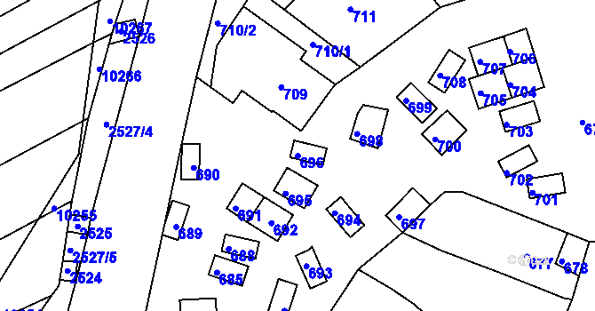 Parcela st. 696 v KÚ Šitbořice, Katastrální mapa
