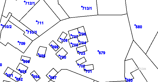 Parcela st. 704 v KÚ Šitbořice, Katastrální mapa