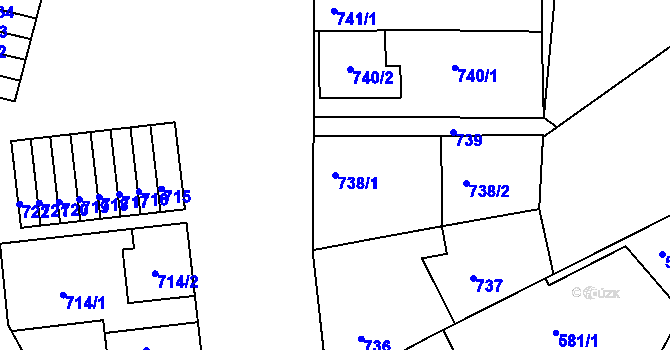 Parcela st. 738/1 v KÚ Šitbořice, Katastrální mapa
