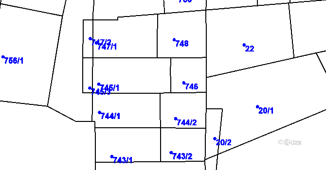 Parcela st. 745/2 v KÚ Šitbořice, Katastrální mapa