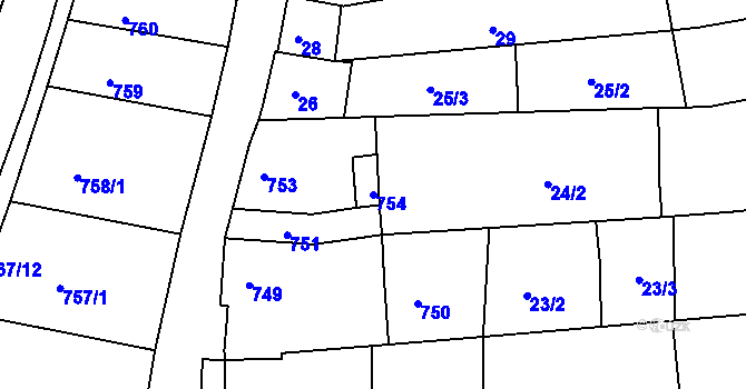 Parcela st. 754 v KÚ Šitbořice, Katastrální mapa