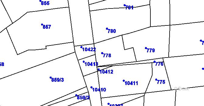Parcela st. 778 v KÚ Šitbořice, Katastrální mapa