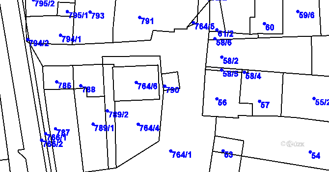 Parcela st. 790 v KÚ Šitbořice, Katastrální mapa