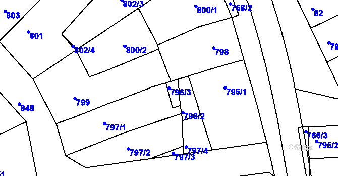 Parcela st. 796/3 v KÚ Šitbořice, Katastrální mapa