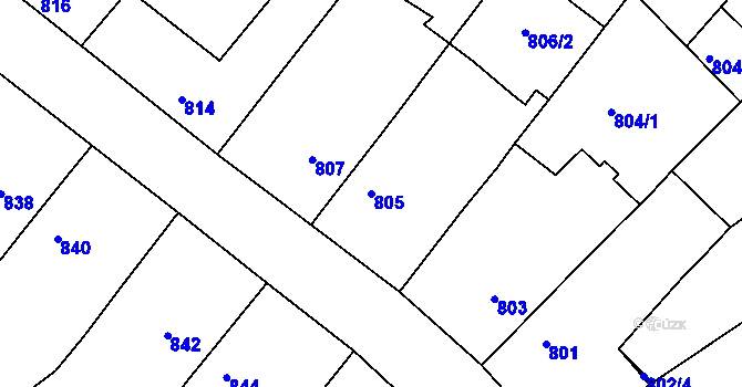 Parcela st. 805 v KÚ Šitbořice, Katastrální mapa
