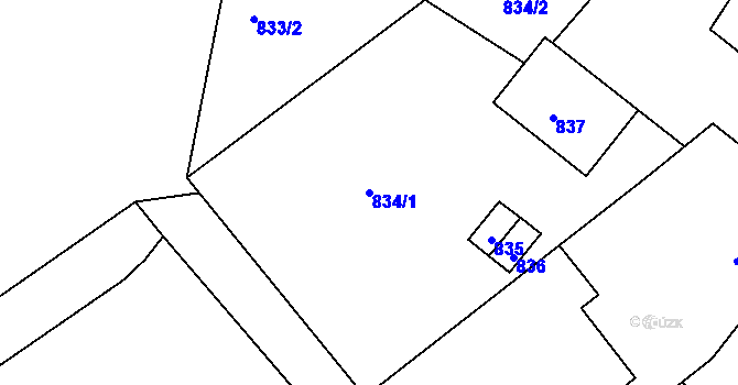 Parcela st. 834/1 v KÚ Šitbořice, Katastrální mapa