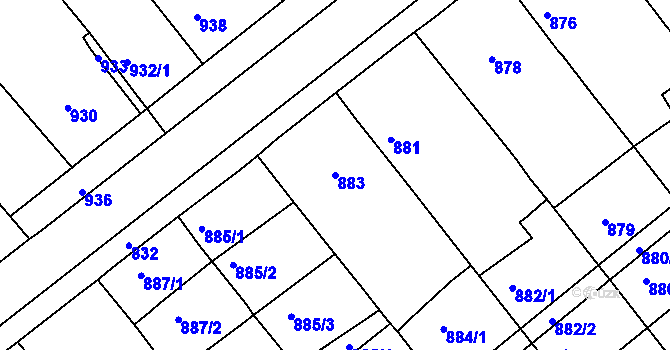 Parcela st. 883 v KÚ Šitbořice, Katastrální mapa
