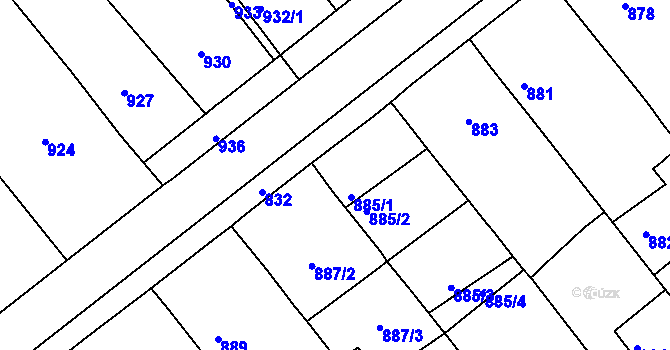 Parcela st. 885/1 v KÚ Šitbořice, Katastrální mapa