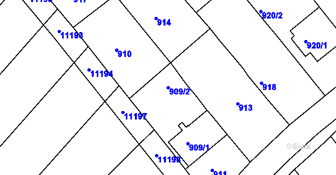 Parcela st. 909/2 v KÚ Šitbořice, Katastrální mapa