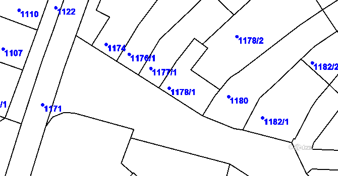 Parcela st. 1178/1 v KÚ Šitbořice, Katastrální mapa
