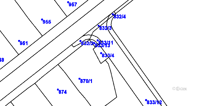 Parcela st. 833/4 v KÚ Šitbořice, Katastrální mapa