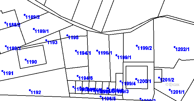 Parcela st. 1196/1 v KÚ Šitbořice, Katastrální mapa
