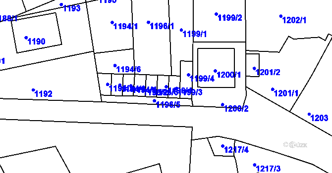 Parcela st. 1196/4 v KÚ Šitbořice, Katastrální mapa