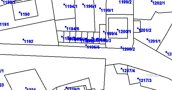Parcela st. 1196/5 v KÚ Šitbořice, Katastrální mapa