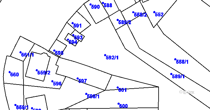 Parcela st. 592/1 v KÚ Šitbořice, Katastrální mapa