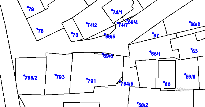 Parcela st. 69/6 v KÚ Šitbořice, Katastrální mapa