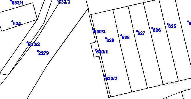 Parcela st. 630/1 v KÚ Šitbořice, Katastrální mapa