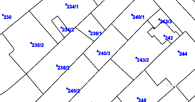 Parcela st. 240/3 v KÚ Šitbořice, Katastrální mapa
