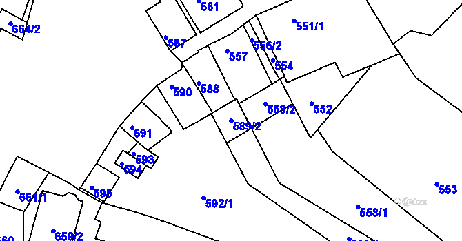 Parcela st. 589/2 v KÚ Šitbořice, Katastrální mapa