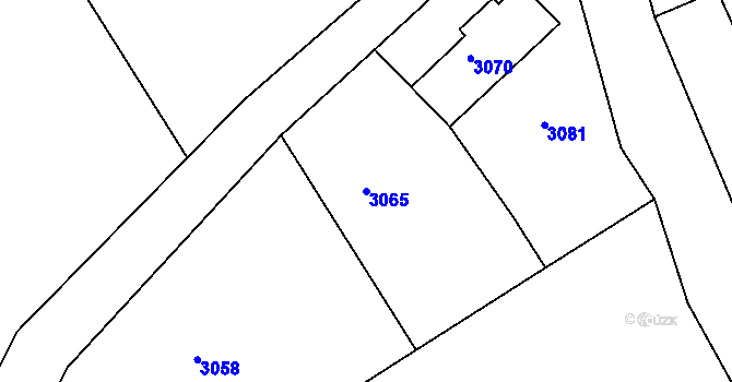 Parcela st. 3065 v KÚ Škodějov, Katastrální mapa