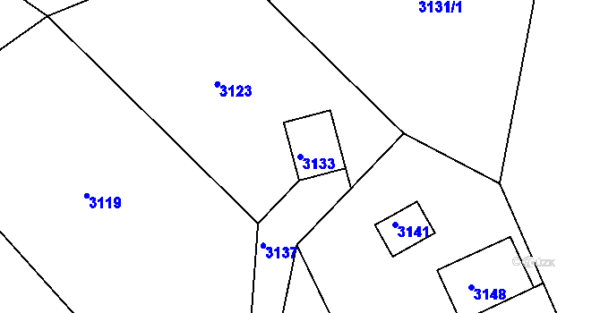 Parcela st. 3133 v KÚ Škodějov, Katastrální mapa