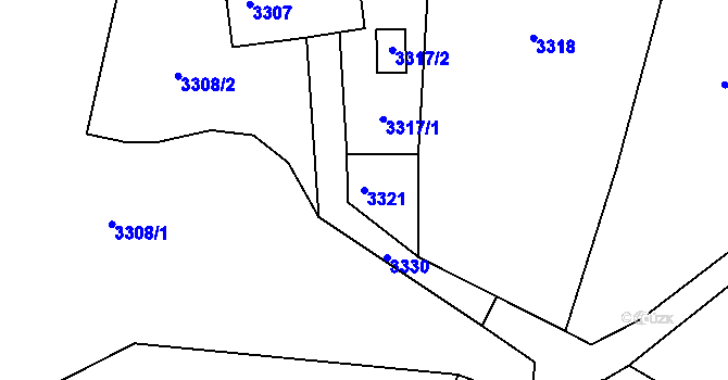 Parcela st. 3321 v KÚ Škodějov, Katastrální mapa