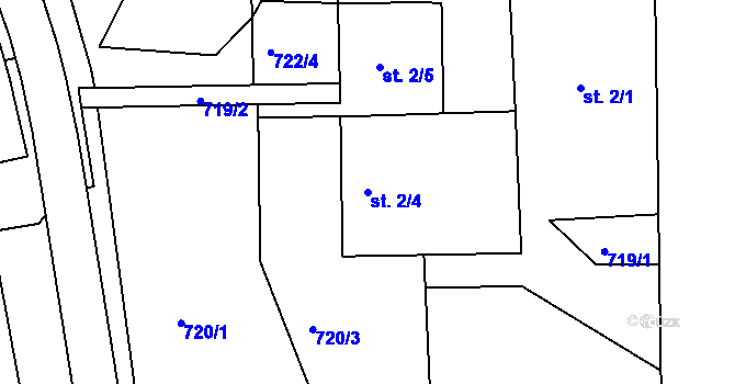 Parcela st. 2/4 v KÚ Škrdlovice, Katastrální mapa