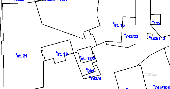 Parcela st. 17 v KÚ Škrdlovice, Katastrální mapa