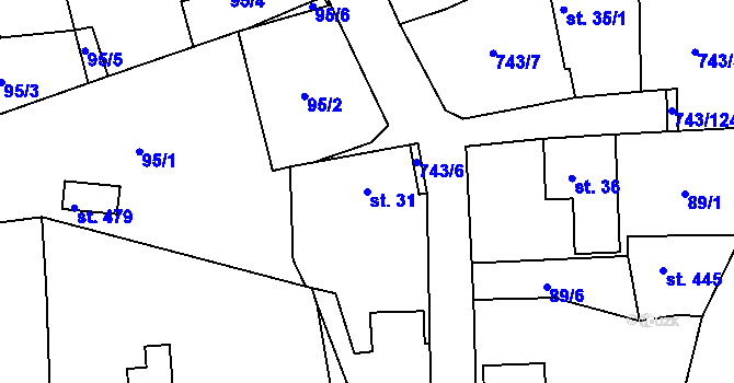 Parcela st. 31 v KÚ Škrdlovice, Katastrální mapa