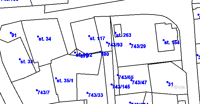Parcela st. 35/3 v KÚ Škrdlovice, Katastrální mapa