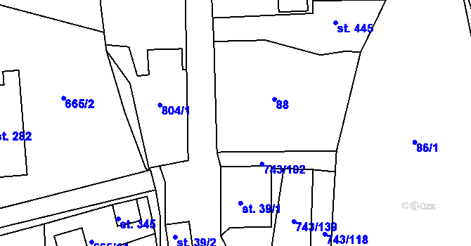 Parcela st. 38 v KÚ Škrdlovice, Katastrální mapa