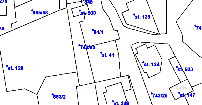 Parcela st. 41 v KÚ Škrdlovice, Katastrální mapa