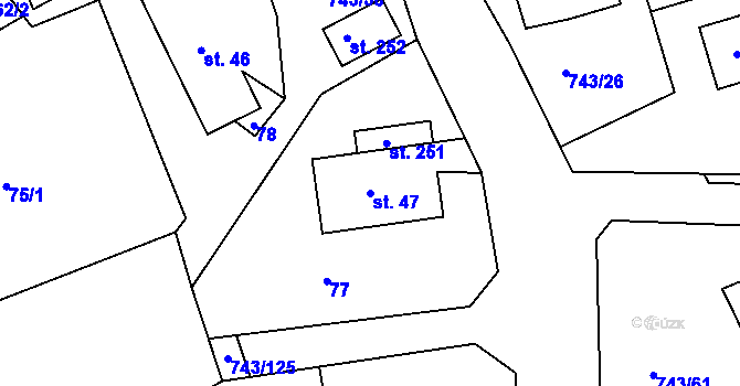 Parcela st. 47 v KÚ Škrdlovice, Katastrální mapa