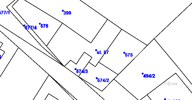 Parcela st. 57 v KÚ Škrdlovice, Katastrální mapa