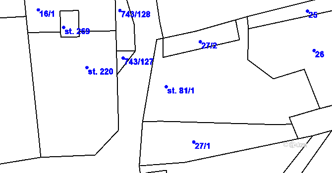 Parcela st. 81/1 v KÚ Škrdlovice, Katastrální mapa