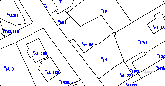 Parcela st. 86 v KÚ Škrdlovice, Katastrální mapa