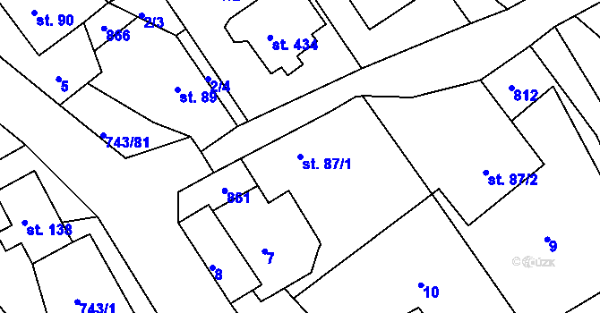 Parcela st. 87/1 v KÚ Škrdlovice, Katastrální mapa