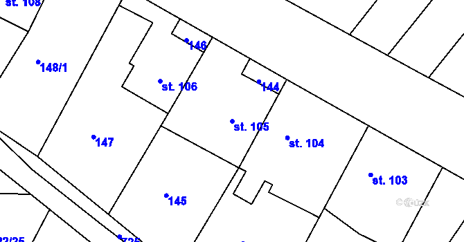 Parcela st. 105 v KÚ Škrdlovice, Katastrální mapa