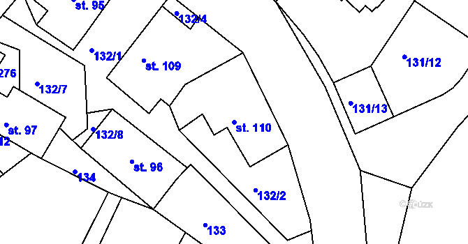 Parcela st. 110 v KÚ Škrdlovice, Katastrální mapa